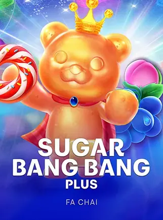 ปกเกมสล็อต Sugar Bang Bang Plus ค่าย Fa Chai หมีตัวโตสวมมงกุฎท่ามกลางลูกกวาด ในหน้านี้