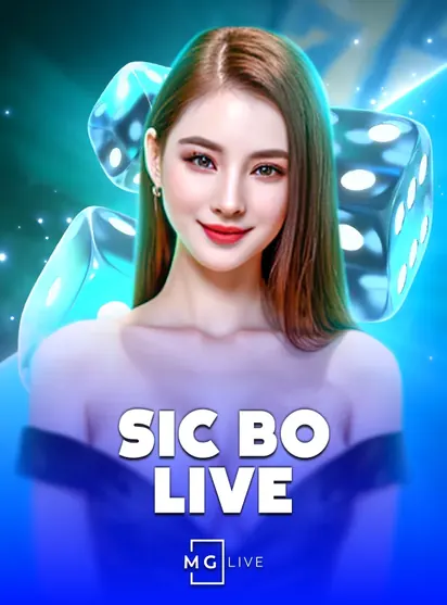 โต๊ะคาสิโนสด Sic Bo Live ของ MG Live ดีลเลอร์หญิงกับลูกเต๋าใส ในหน้านี้