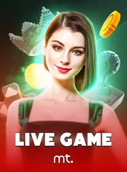 โต๊ะคาสิโนสด Live Game ของ mt. ดีลเลอร์หญิงในแสงสีเขียวทอง ในหน้านี้