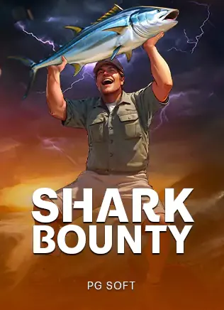 ปกเกมสล็อต Shark Bounty ค่าย PG Soft ชายถือปลาทูน่าตัวใหญ่เหนือหัว ในหน้านี้