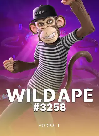 ปกเกมสล็อต Wild Ape #3258 ค่าย PG Soft ลิงสวมหมวกและเสื้อลายทาง ในหน้านี้
