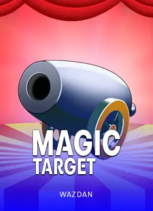 ปกเกมสล็อต Magic Target ค่าย Wazdan ปืนใหญ่สีเทาบนฉากสีแดงชมพู ในหน้านี้